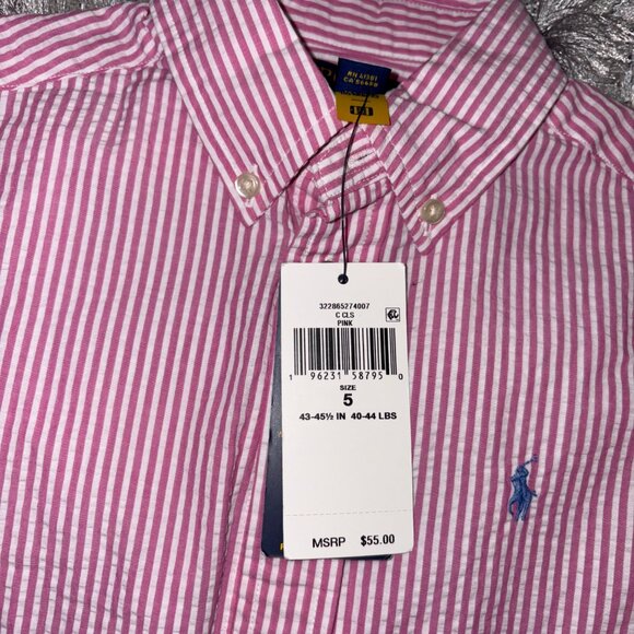 Polo Ralph Lauren Boys Striped Seersucker Short-Sleeve Button Shirt Size 5 NWT - Picture 3 of 3